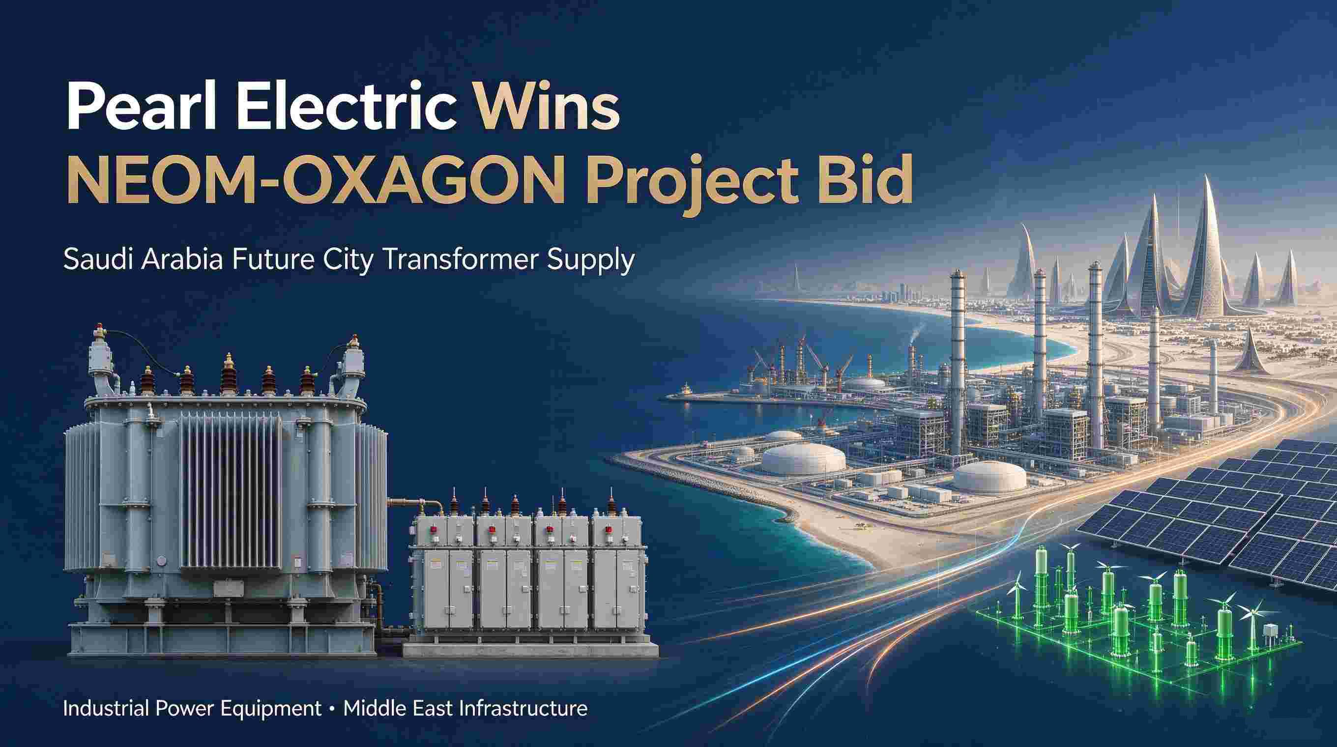 Transformator Daya Insinyur Khusus Pearl Electric untuk Proyek Industri NEOM-OXAGON